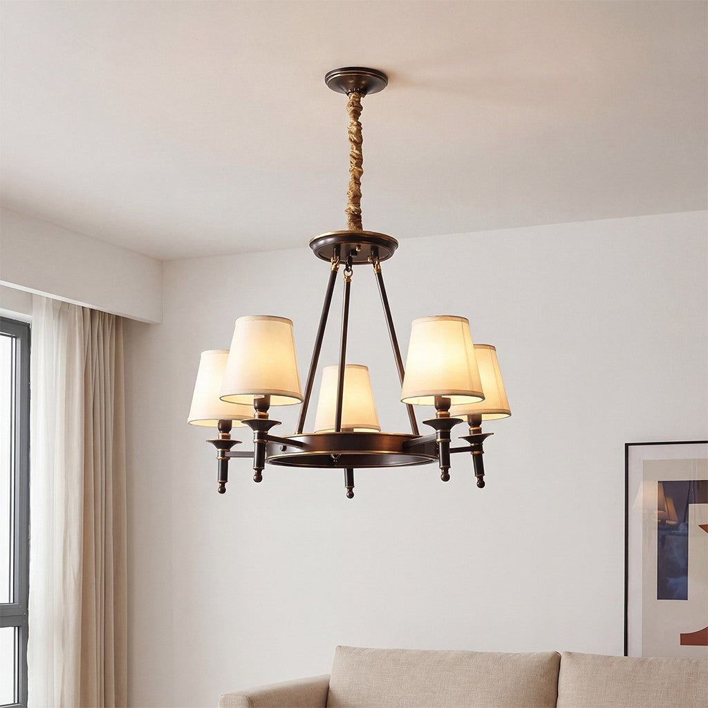 Yasmin Antique Brass Wagon Wheel Chandelier