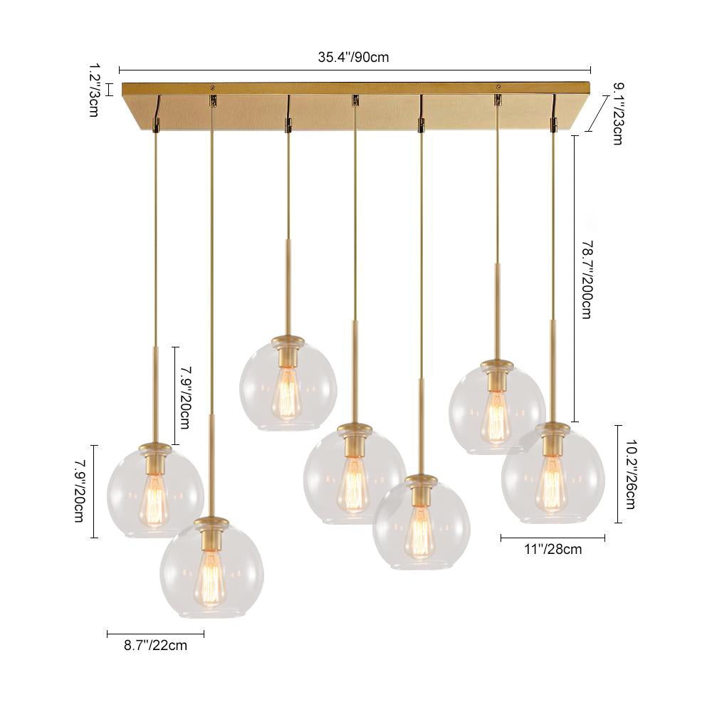 Kymar Mid Century 7-Lights Linear Cluster Globe Pendant Light