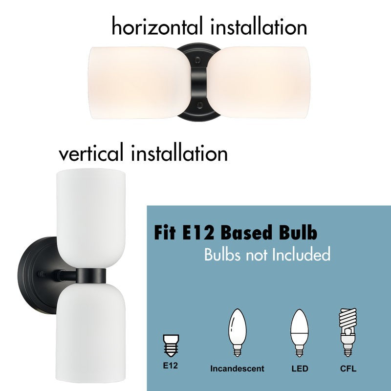 Mynith Milky Glass Tube Up Down Vanity Wall Sconce