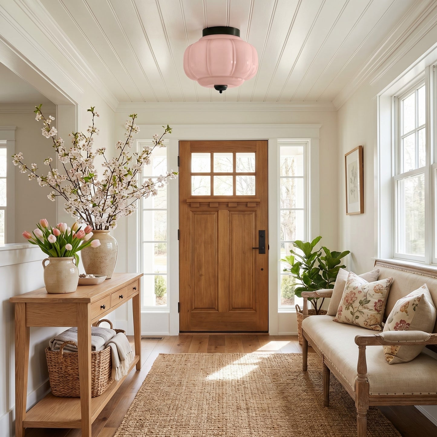 Ozita Retro Milk Glass Semi Flush Mount Eloise Ceiling Light