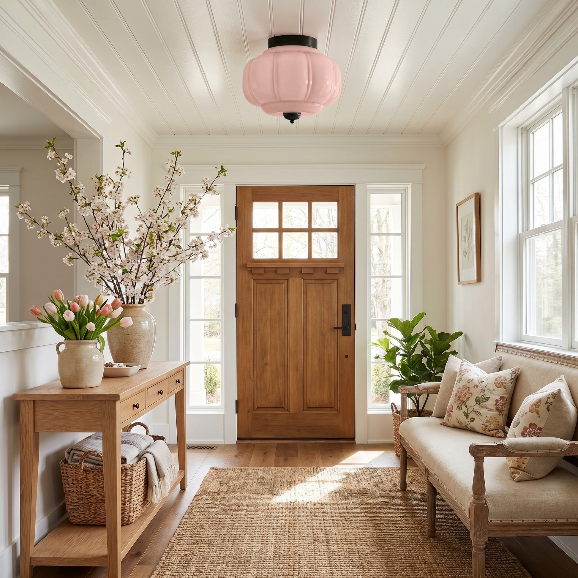 Ozita Retro Milk Glass Semi Flush Mount Eloise Ceiling Light