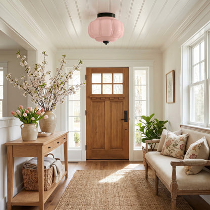 Ozita Retro Milk Glass Semi Flush Mount Eloise Ceiling Light