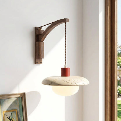 Josiah Modern Solid Wood Travertine Wall Lamp