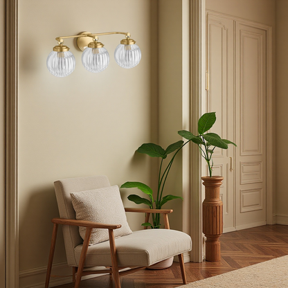 Briar Rustic Cooper Ribbed Glass Globe Sconce