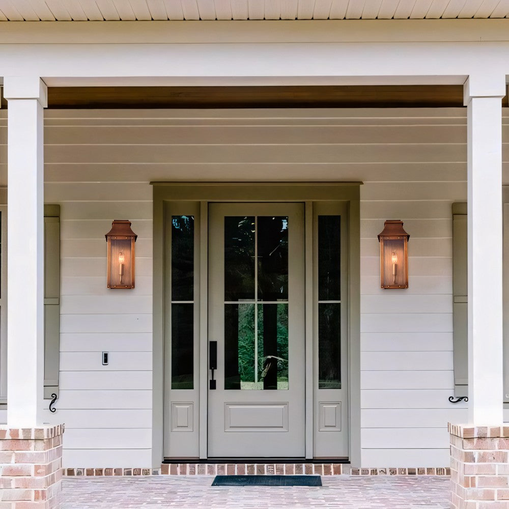 Montague Vintage Brass Outdoor Waterproof Wall Mounted Lantern Sconce