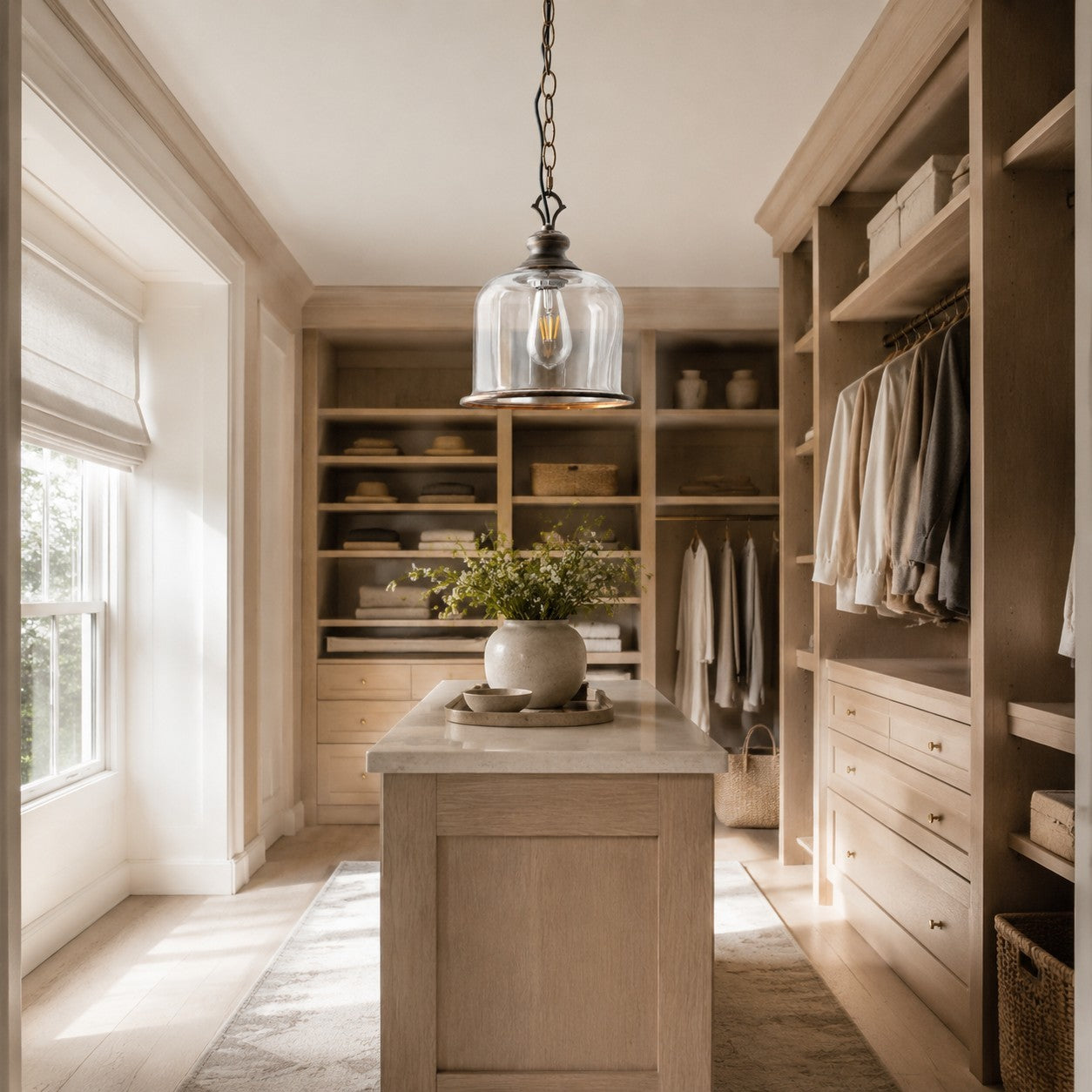 Sander Farmhouse Vintage Bell Clear Glass Pendant Light