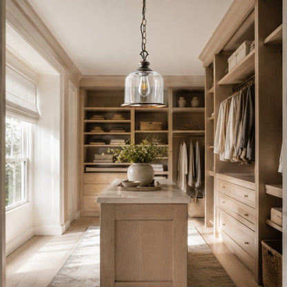 Sander Farmhouse Vintage Bell Clear Glass Pendant Light