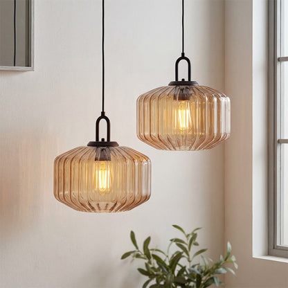 Ivan Vintage Handmade Striped Glass Pendant Light