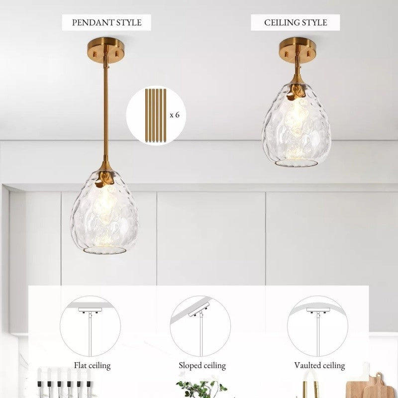 Goad Modern Teardrop Ripple Glass Pendant Light