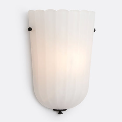 Zephyrine Decorative Antique Brass Flower Milky White Glass Wall Sconce