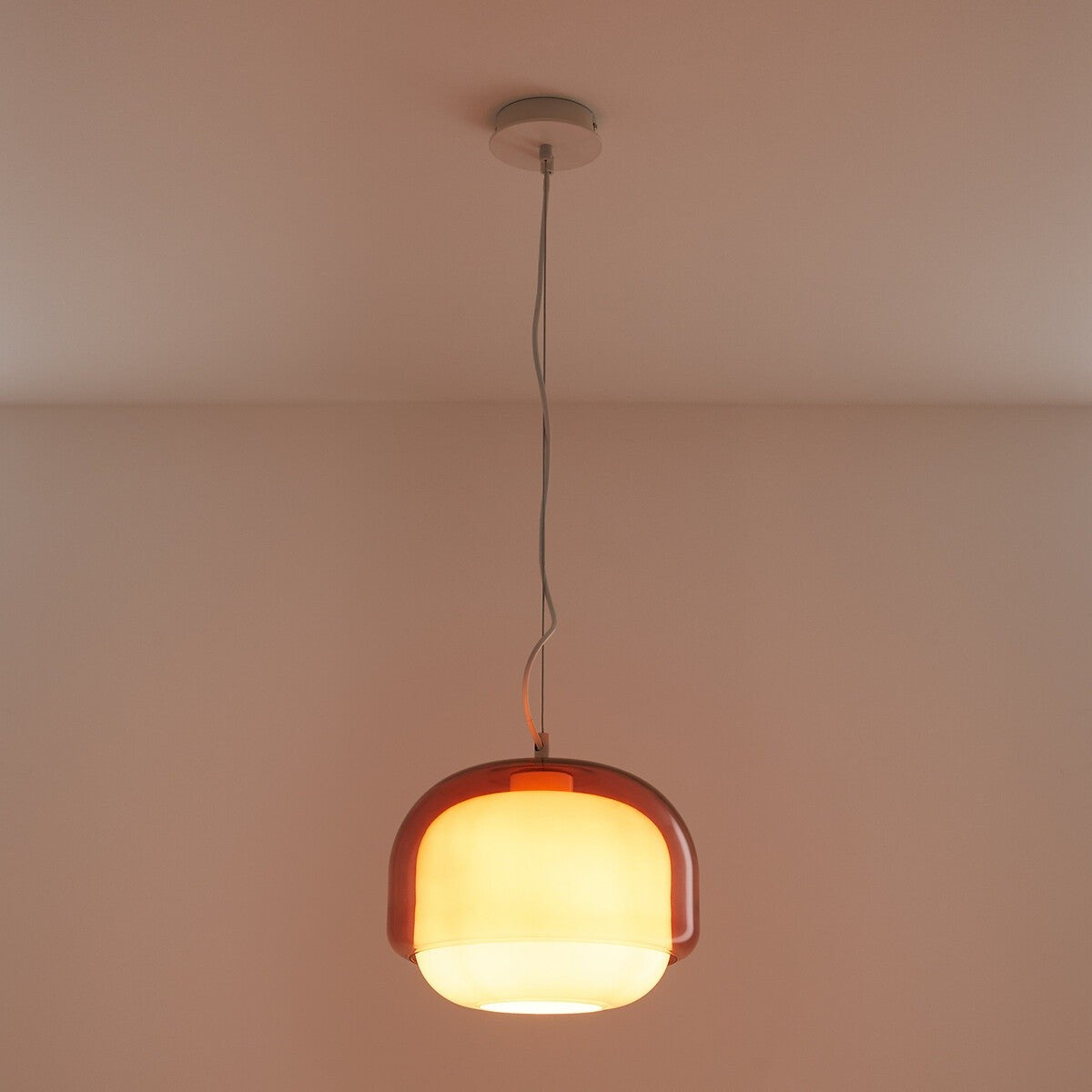 Vexlynn Scandinavian Round Dual-Layer Tinted Glass Pendant Light