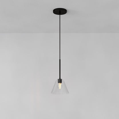 Nori Minimalist Brass Glass Cone Pendant Light