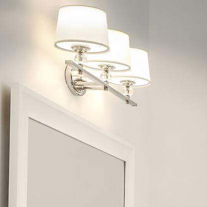 Remi Rustic 3-Light White Fabric Sconce