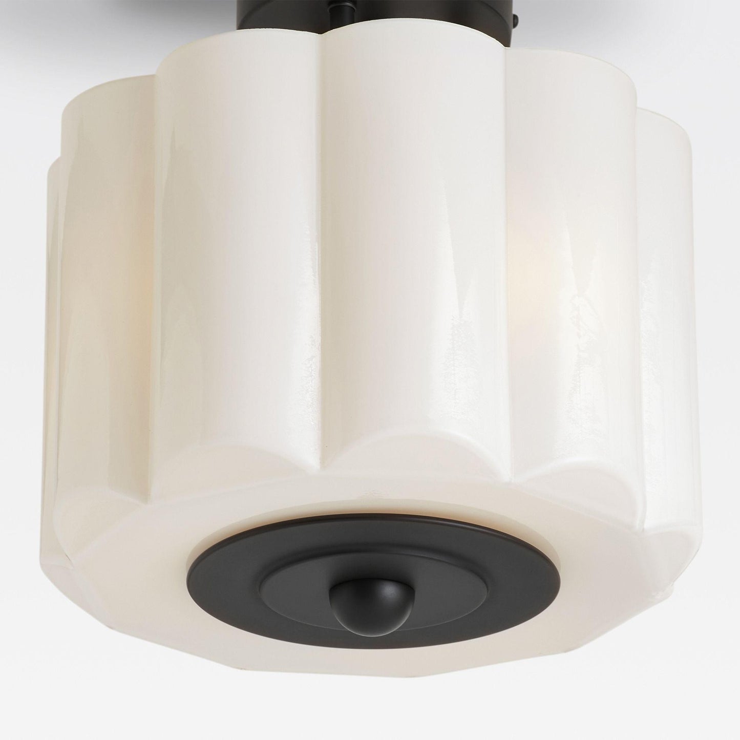 Hanahs Farmhouse Milk Glass Scalloped Shade Ceiling Light