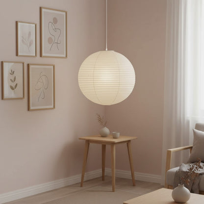 Sorell Minimalist Ribbed Paper Globe Pendant Light