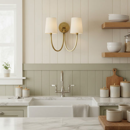 Kaevin Modern Elegant Linen Shade Double Wall Sconce