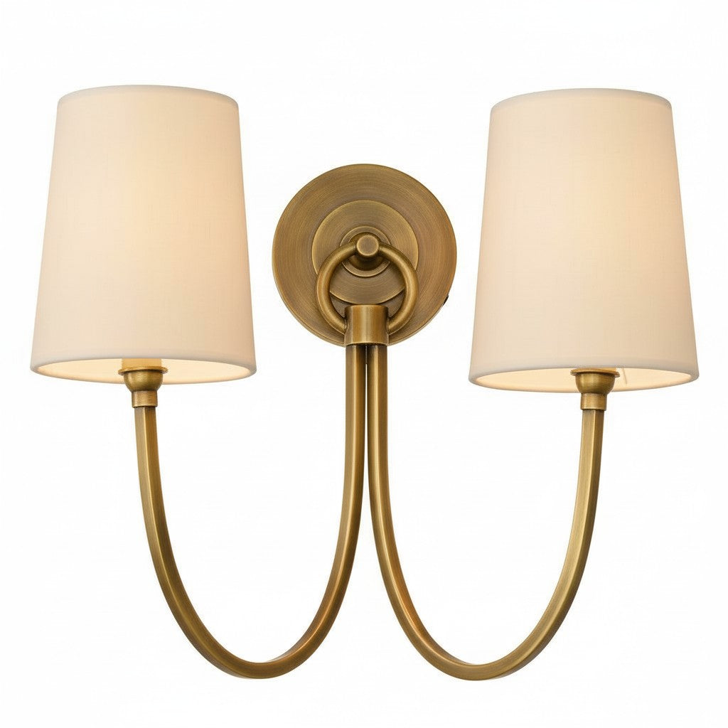 Kaevin Modern Elegant Linen Shade Double Wall Sconce