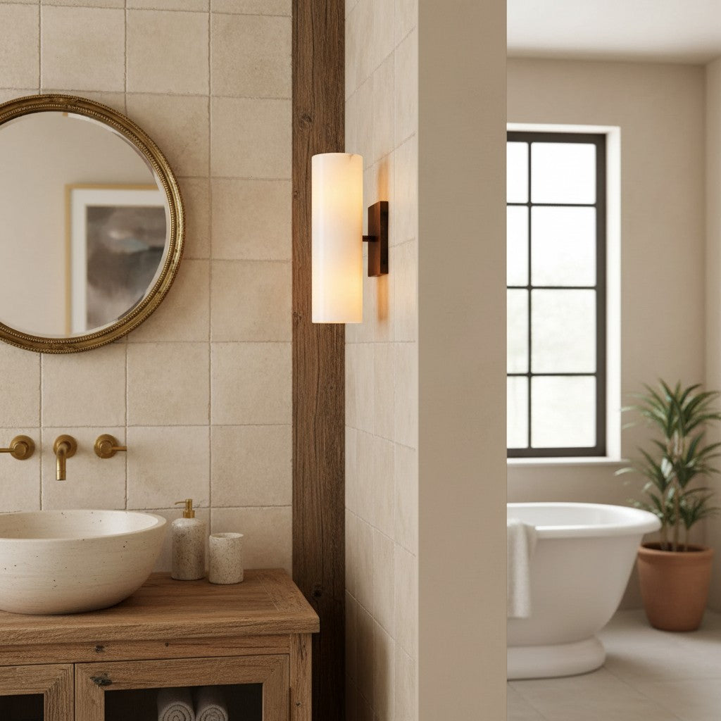 Corven Modern Elegant Alabaster Tube Sconce