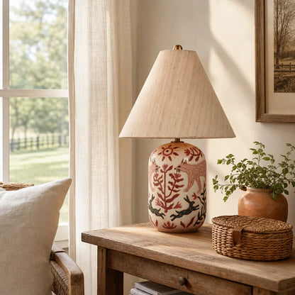 Daevon Retro Ceramic Linen Tapered Table Lamp