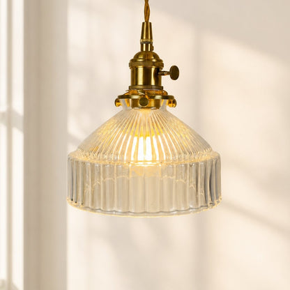 Zyrion Retro Ribbed Clear Glass Pendant Light