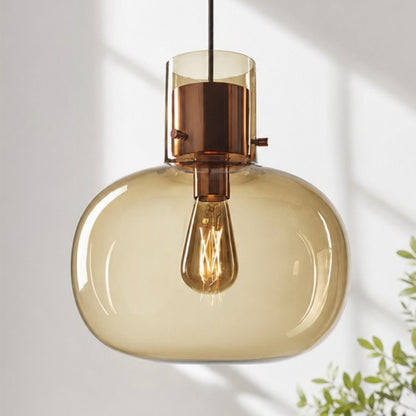 Dravon Minimalist Amber Glass Bottle Pendant Light