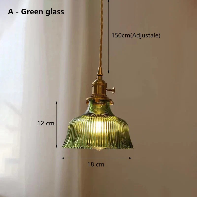 Hermin Antique Flower Ribbed Glass Pendant Light