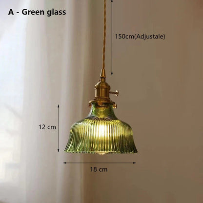 Hermin Antique Flower Ribbed Glass Pendant Light