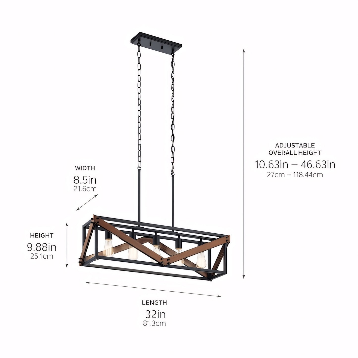 Karnor Vintage Cage Dry Rated Chandelier