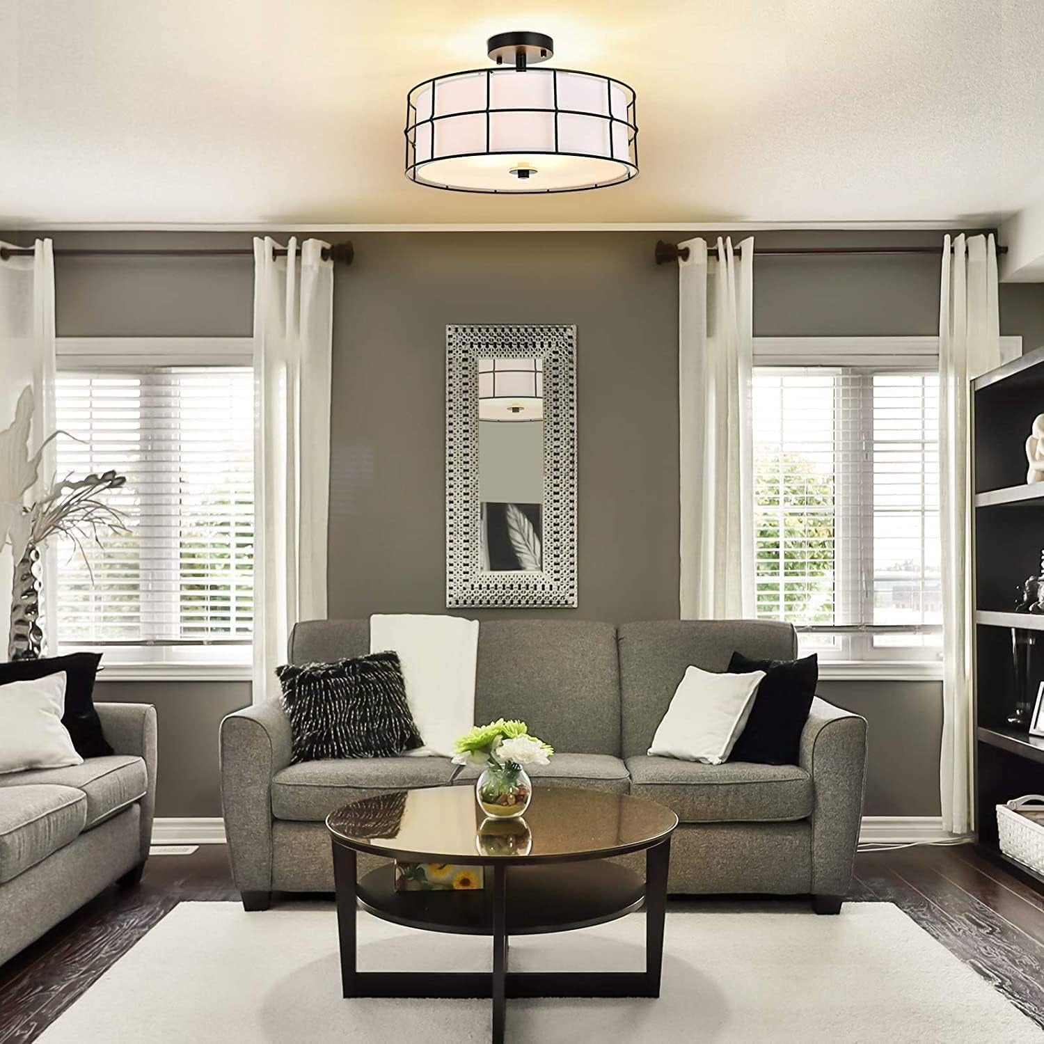 Merrik Metal Mesh Drum Ceiling Light