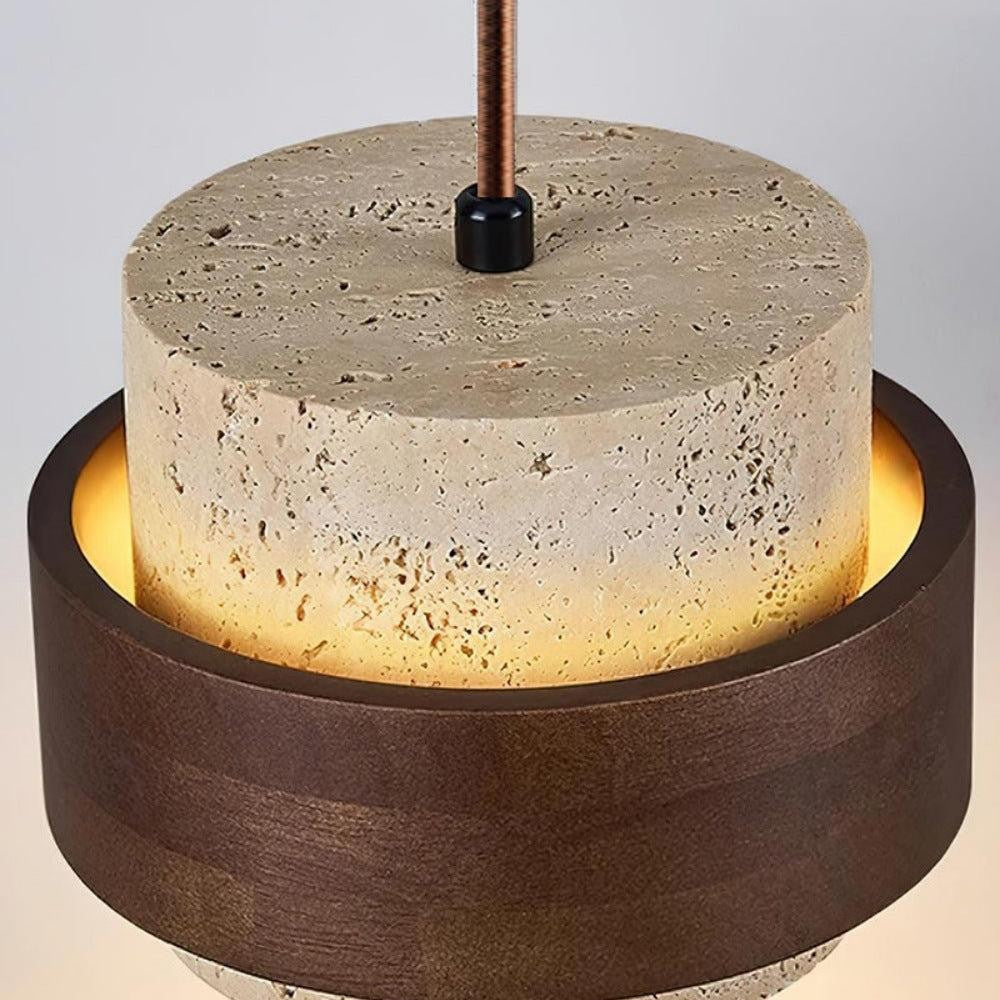 Timothy Wabi Sabi Cylindrical Travertine Pendant Light