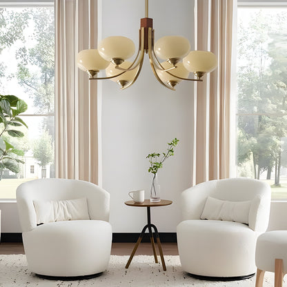 Juino Wood Farmhouse Milk Ball Sputnik Chandelier