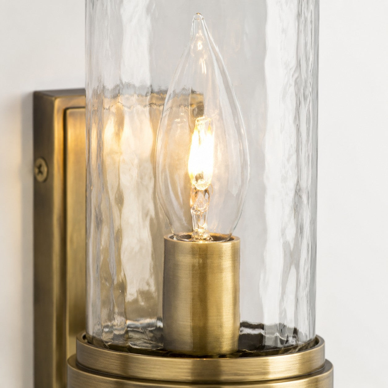 Ira Farmhouse Cylinder Hammered Glass Sconce