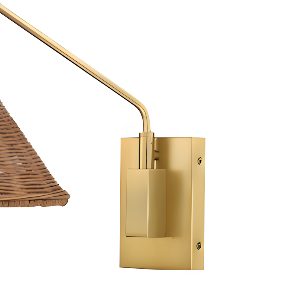 Novar Farmhouse Rattan Plug In Swing Arm Sconce（Set of 2）