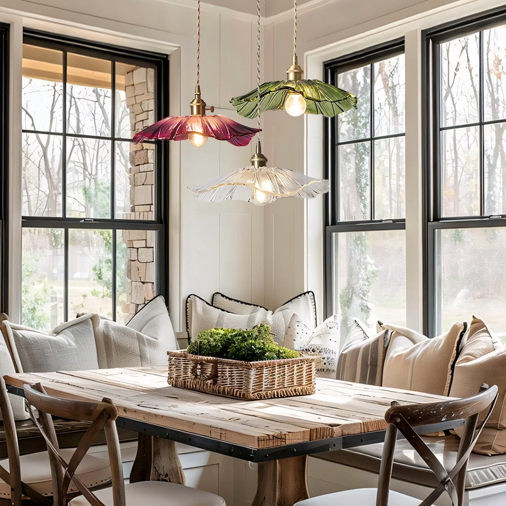 Callista Retro Lotus Creative Glass Pendant Light