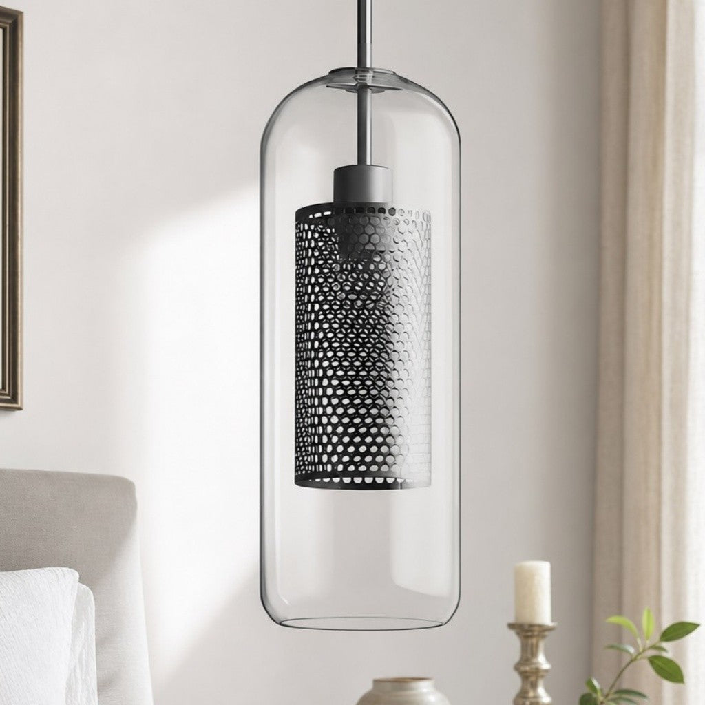 Linc Contemporary Globe Clear Glass Metal Pendant Light