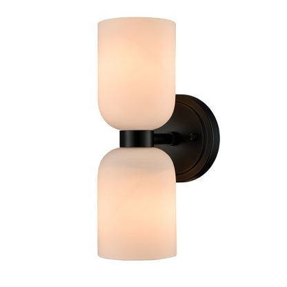 Mynith Milky Glass Tube Up Down Vanity Wall Sconce