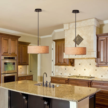 Raithe Cream Fabric Frum Shade Pendant Light
