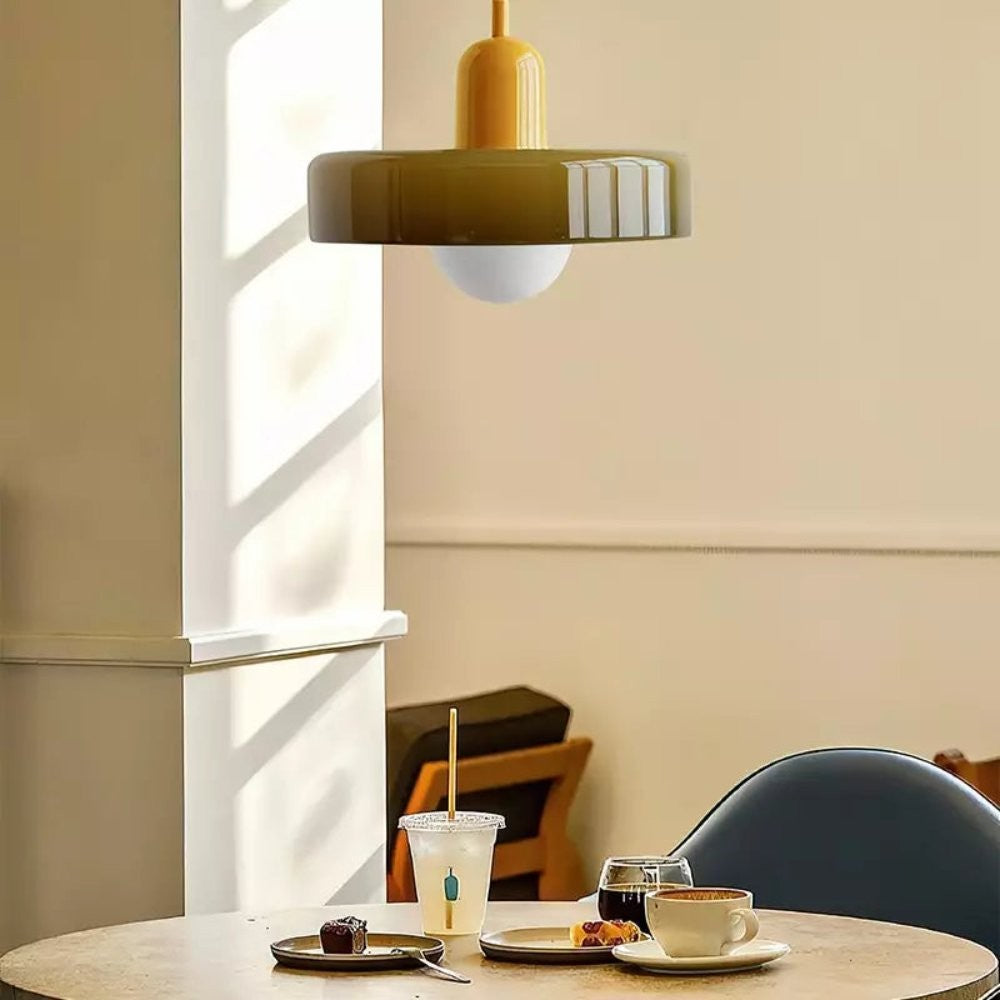 Xanadu Bauhaus Stained Glass Disc Pendant Light