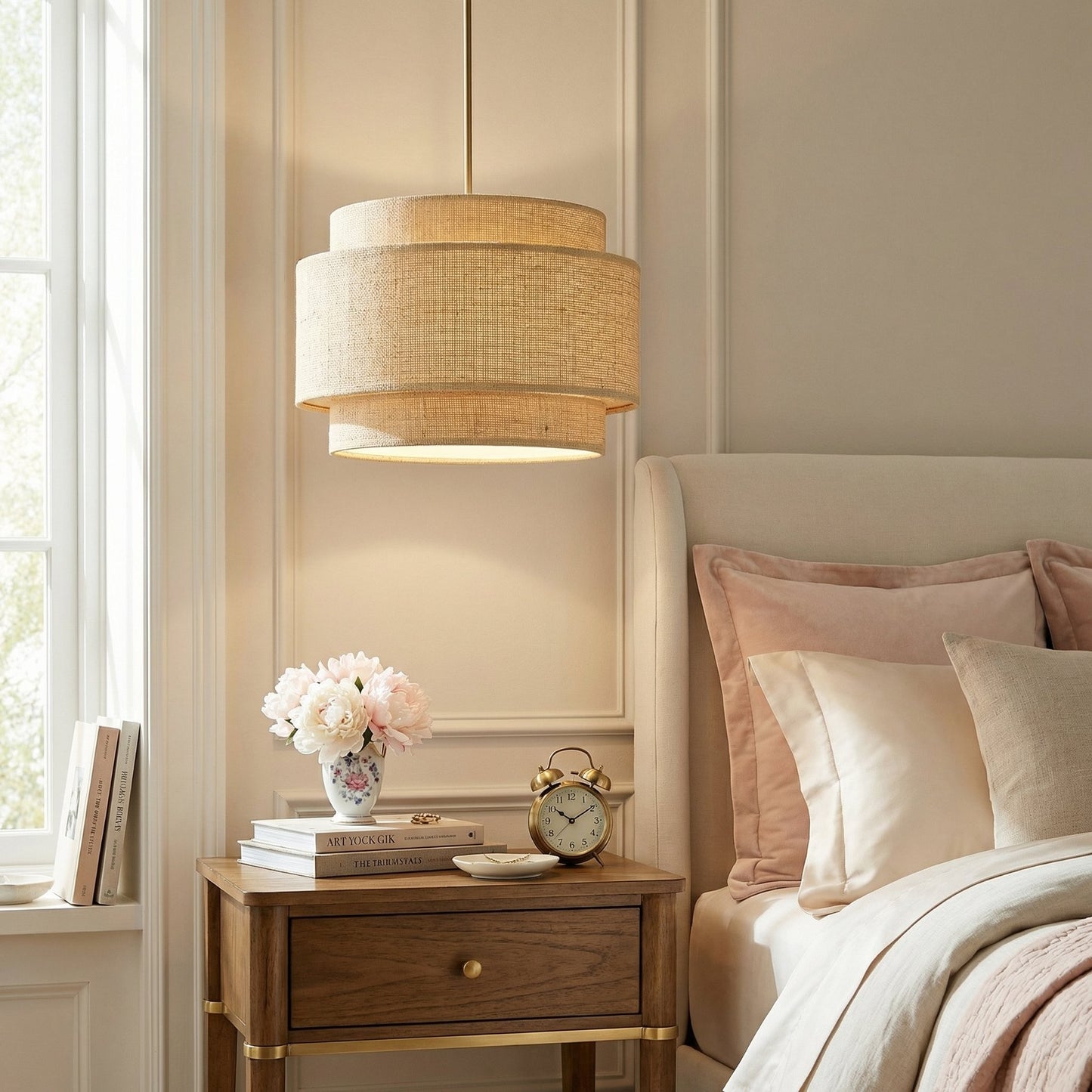 Orlaith Bohemian Rattan Tiered Drum Pendant Light