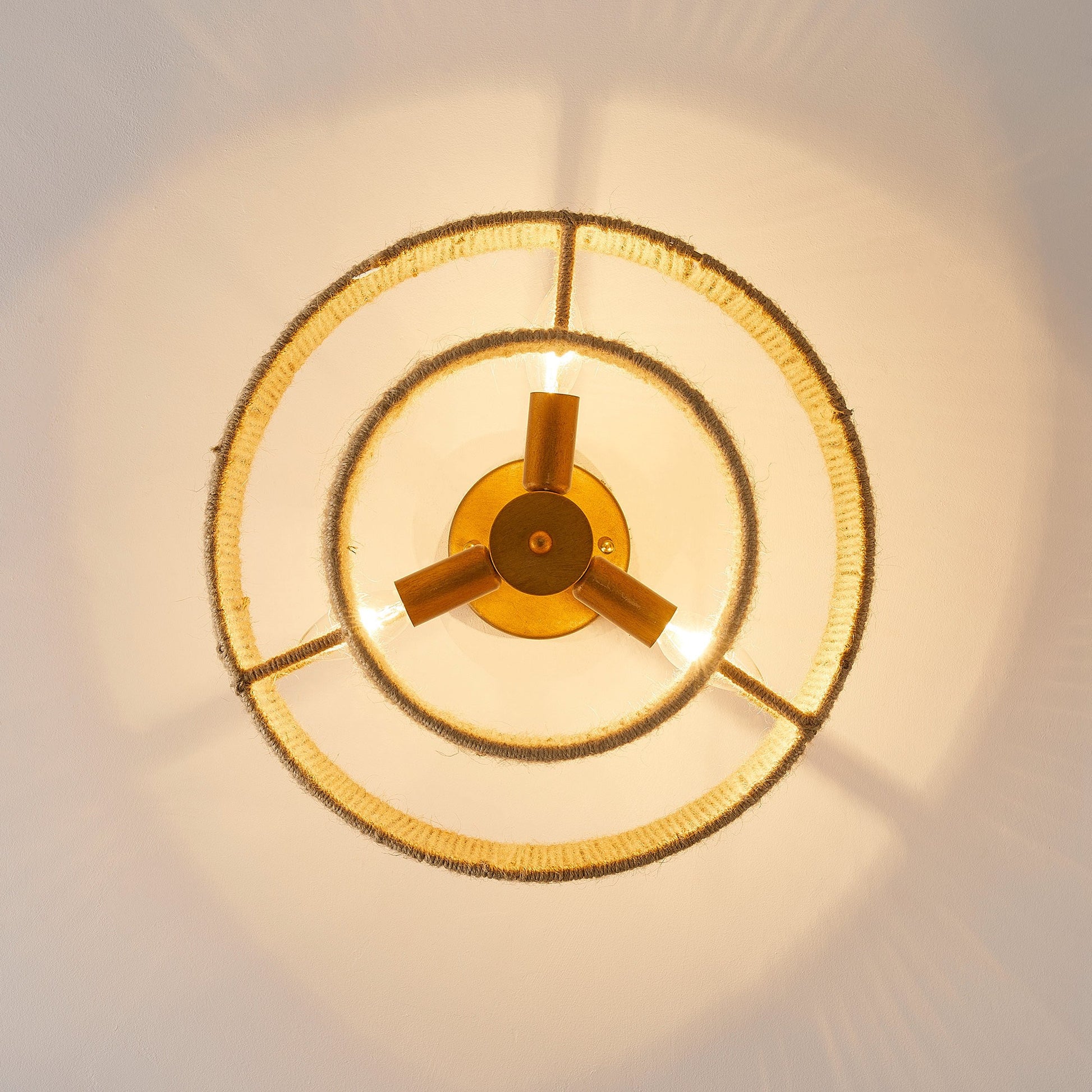 Ivon Handwoven Jute Rope Double Drum Ceiling Light