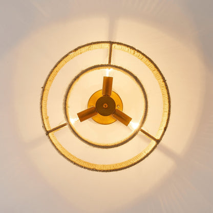 Ivon Handwoven Jute Rope Double Drum Ceiling Light