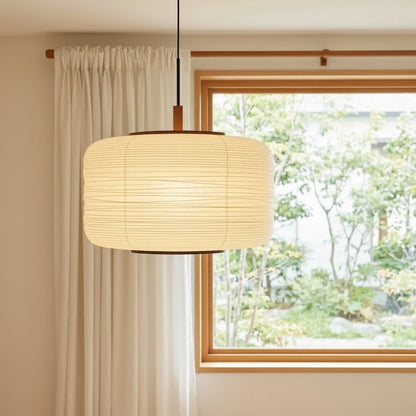 Drath Wabi Sabi Ribbed Paper Lantern Pendant Light