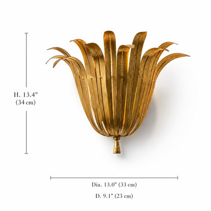 Sterling French Art Deco Leaf Metal Wall Sconce