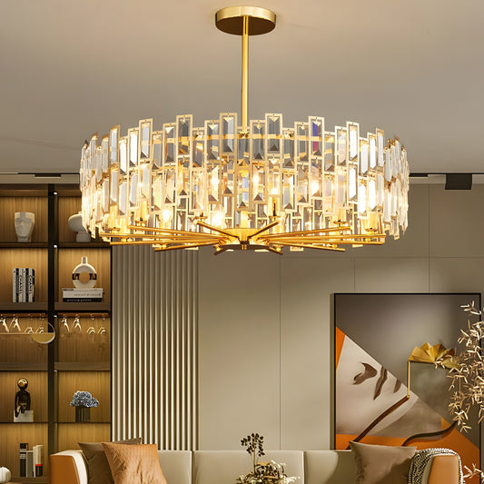 Quirin Luxurious Gold Round Crystal Chandelier