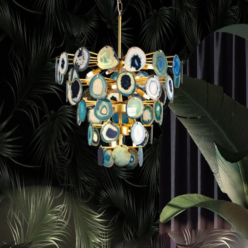 Gideon Slice Agate Tower Chandelier