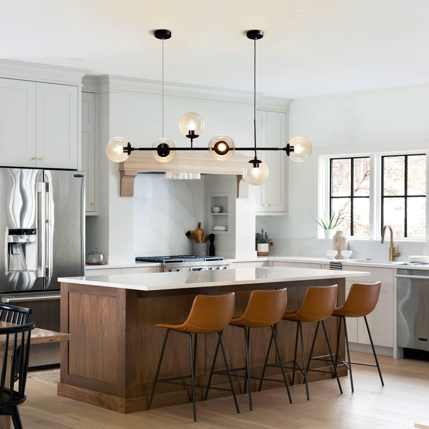 Celestina 6 Light Linear Glass Orb Pendant Light