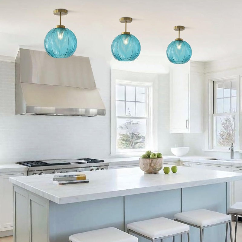 Syndrax Stripe Stained Glass Globe Ceiling Light