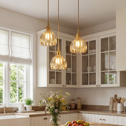 Ivana Retro Copper and Glass Tulip Pendant Light