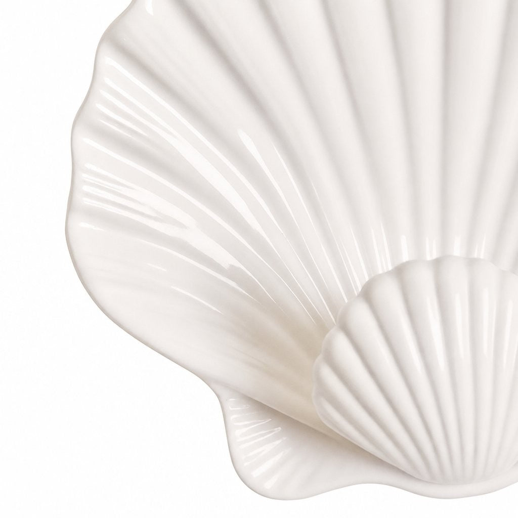 Kristian French Vintage Ceramic Cream Shell Wall Sconce