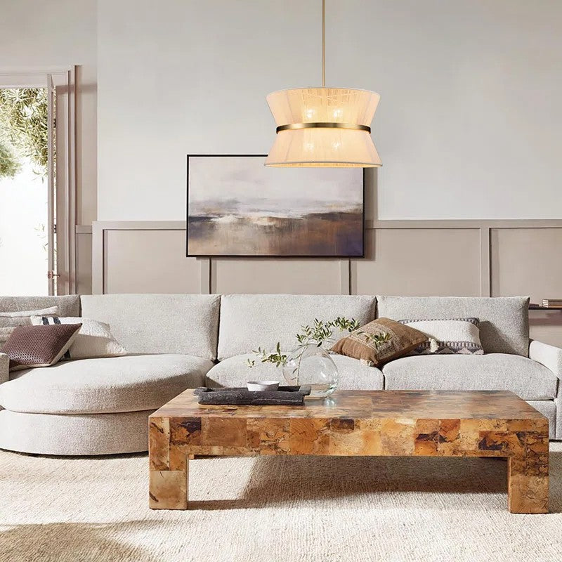 Emily Modern 4 Light Rope Shade Drum Chandelier